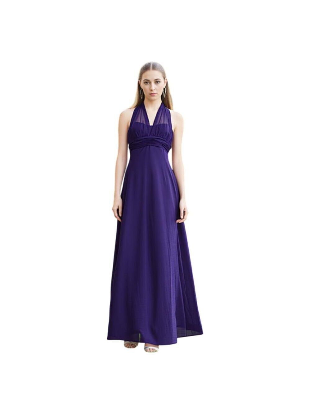 David's Bridal Plum Bridesmaid Prom Halter floor Length Dress Size 2